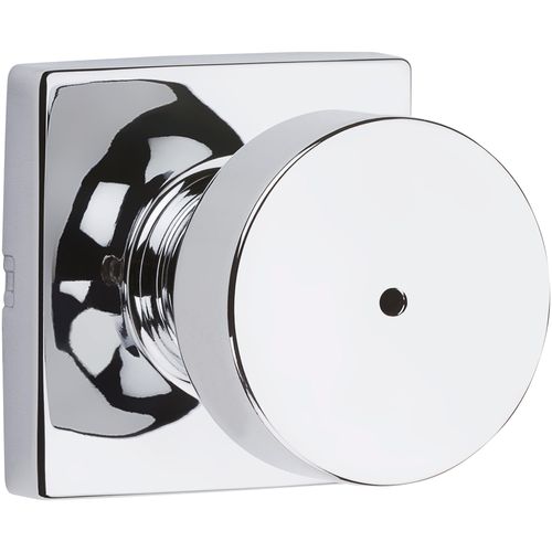 Kwikset 730PSKSQT-26 Pismo Knob with Square Rose Privacy Lock with 6AL Latch and RCS Strike Bright Chrome Finish