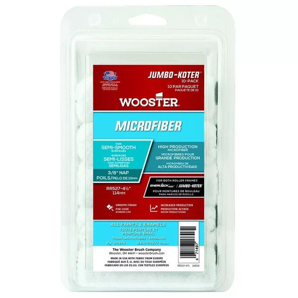 Wooster Jumbo Koter Microfiber 3/8'' x 4.5'' Mini Paint Roller Cover 10 pk  USA