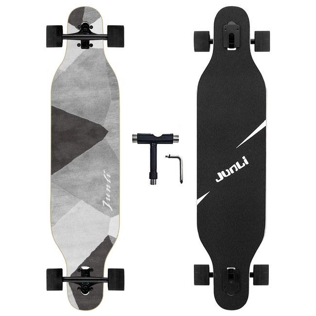 Junli 41 Inch Freeride Longboard Skateboard - Skateboard Cruiser for Cruising, Carving and Downhill（Grey Zone）