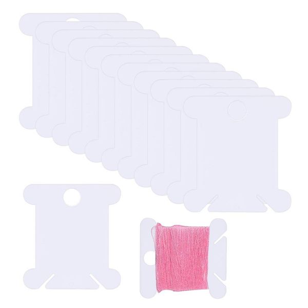 Lanjue 200pcs Plastic Floss Bobbins Cross Stitch Embroidery Cotton Thread for Craft DIY Embroidery Sewing Thread Storage