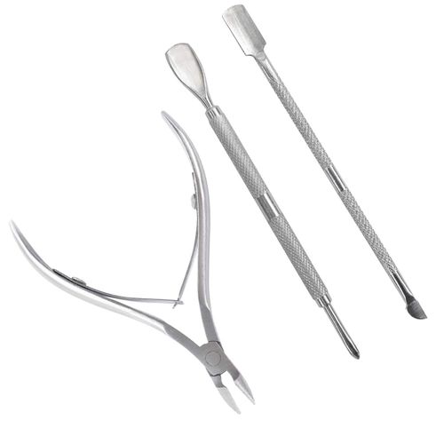 TRIXES Cuticle Care Kit - 3 Piece - Cuticle Cutters Nipper - Pushers and Tidy - Stainless Steel - Cuticle Remover Tool Set
