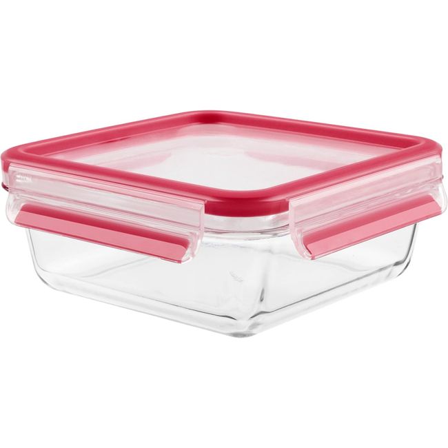 Tefal N10414 Storage Container, Square, 28.3 fl oz (800 ml), Airtight, Sealing Integrated Structure, Heat-resistant Glass, "Master Seal Glass Square", Oven Cooking, 30 Years Warranty