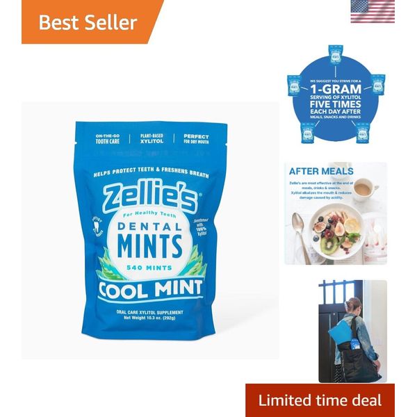 Zellie's Cool Mint Xylitol Breath Mints - 540 Count Pouch for Dental Hygiene
