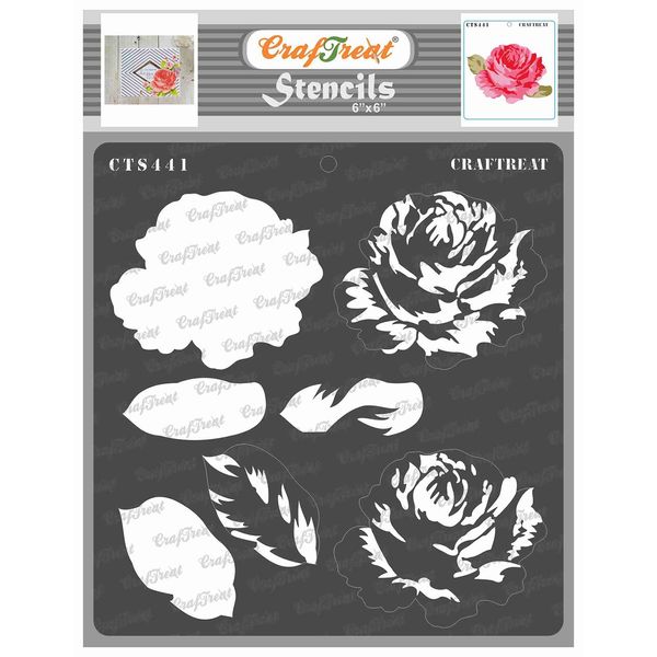 CrafTreat blume Layered schablonen zum malen An leinwand, holz, papier kunst, wand, boden, scrapbooking Und bullet journal - 6X6 inches - wiederverwendbar diy rosen airbrush schablonen für handwerk