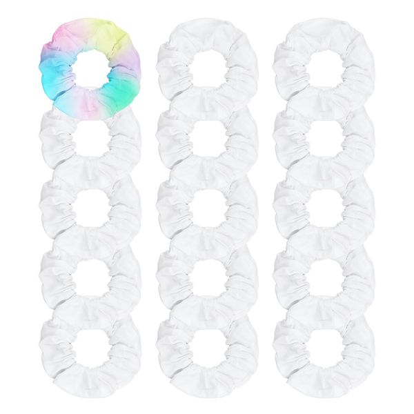 Kavya Weiße Haargummis Mädchen Satin Haargummi Scrunchies Baumwolle Zopfgummis Dame Haargummis Weiß Tie Dye Hair Ties Geeignet Thin and Thick Curls Elastische Haarschmuck 15 Pcs