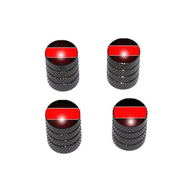 Thin Red Line - Fireman Firemen Tire Rim Valve Stem Caps - Black