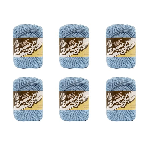 Lily Sugar'N Cream Yarn, 6 Pack, Light Blue 6 Count