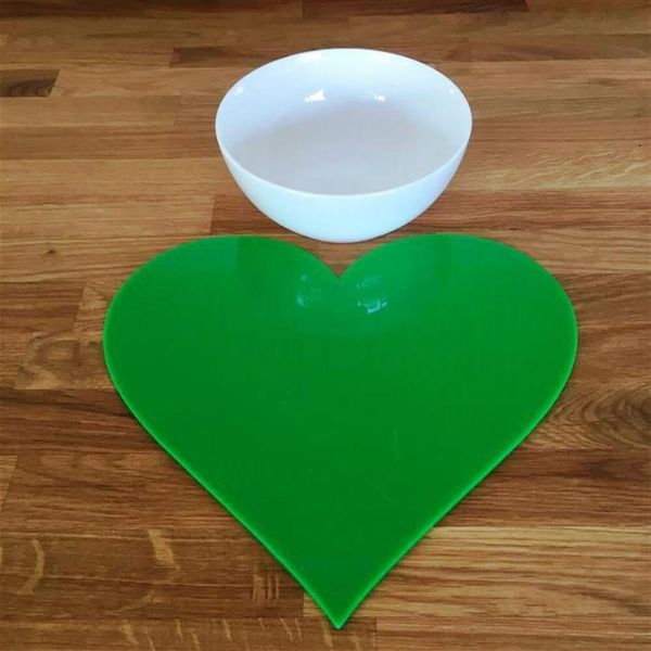 Heart Placemat Set - Gloss Bright Green 2 Placemats Standard 28cm