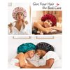mikimini Black Satin Bonnet for Sleeping, Curly Hair Silk Sleep Cap for Women and Men Reversible Double Layer Bonnet X-Large Sleeping Cap Soft Stretchy Night Cap for Hair Care (Black+Red)