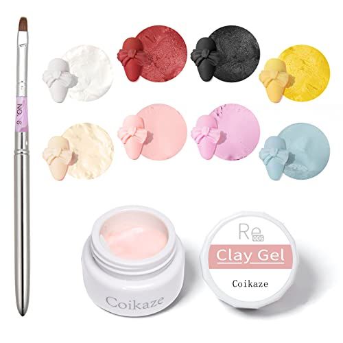 3D Nail Art, Clay Gel, 3D Gel, 4D Gel, Clay Gel, Color Gel, UV and LED Compatible, 8 Colors, 0.1 oz (4 g)