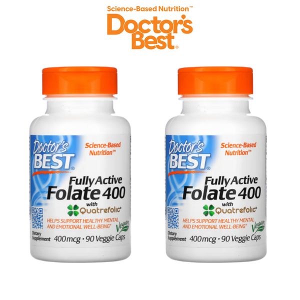 [1+1] Doctor's Best Folate 400mcg 90 Tablets Active Folic Acid, 2ea