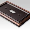 Amerelle 94TTVB Continental Wallplate, 2 Toggle, Cast Metal, Aged Bronze, 1-Pack