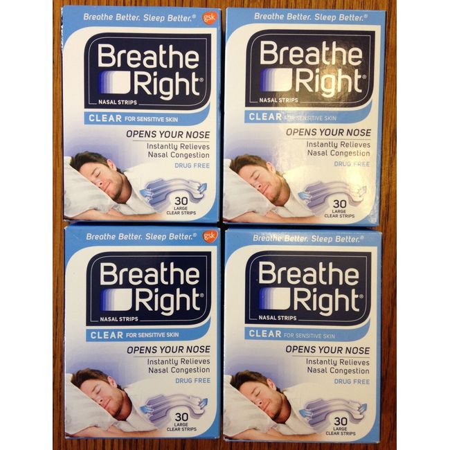 120 BREATHE RIGHT Nasal Strips Clear Size Large Nose Stop Snoring Sleep Breath