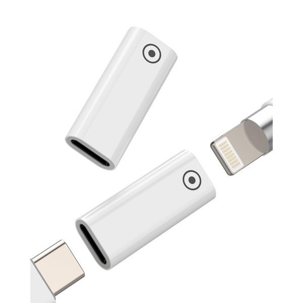 USB C Female to Lightning Female Adapter (2 Pack) for Apple Pencil 1st Generation Charger Accessories Pen Type C Charging Dongle Ipencil Connector Thunderbolt 3 4 Cable Converter Accessory