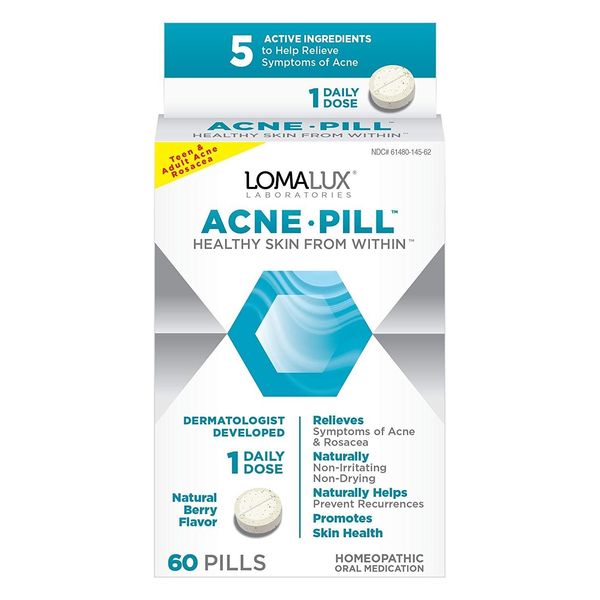 LomaLux Laboratories Acne Chewable Quick Dissolving Homeopathic Oral Pill 60 ct