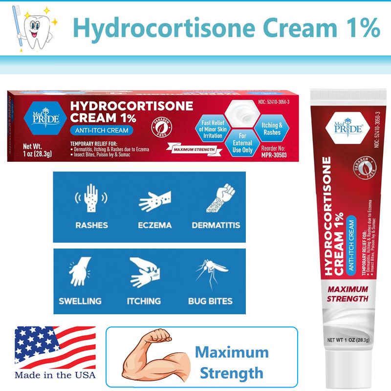 Maximum Strength 1% Hydrocortisone Anti-Itch Cooling Relief for Rash ...