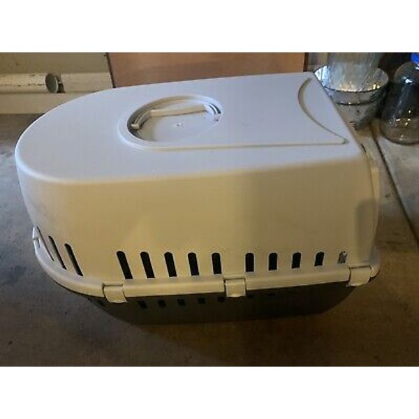 Small Dog Crate Travel Carrier Plastic Pet Cat Cage Gray