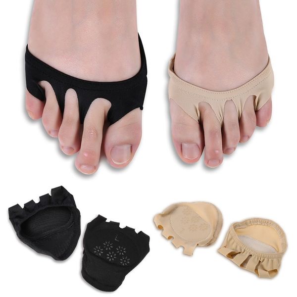 Fußballen kissen mit Gel Vorfuß Mittelfußknochen Schmerzen Relief Absorbe Einlegesohlen Pads Kissen Vorderfuß Support, 1 Paar (Schwarz+Farben Haut)