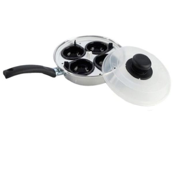 Egg Poacher Two Cup Four Cup Replacement Cups Pan Non-Stick Cup Egg Boiler Saucepan Cookware with Plastic Lid (4 Cup Egg Poacher)