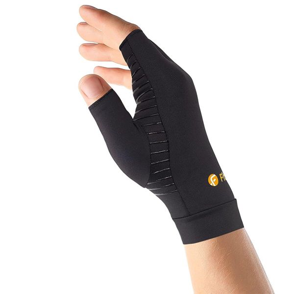 Fititude: Infused Copper Pair of Compression Gloves Half Finger helps You Recover from Arthritis, Swelling, Joint and Hand Pain Relief