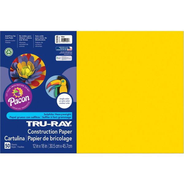 Tru Ray 12 X 18 Yellow 50 Sht Arts & Crafts Construction Paper Paper Pac103036 Pacon Corporation