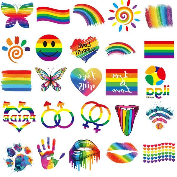 KSJEHW 40 Fogli Arcobaleno Tatuaggi Temporanei Farfalla Cuore Arcobaleno Bandiera Body Art Sticker Glitter Tatuaggi Orgoglio per Ragazze Ragazzi Festa di Compleanno Pride Parità