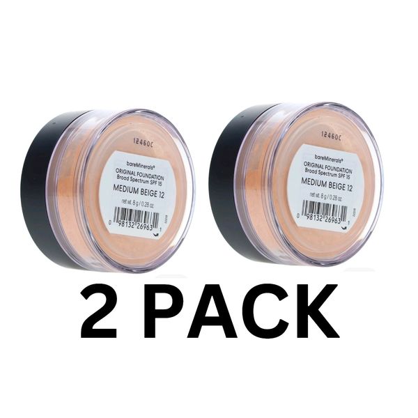 2 Pack bareMinerals Original Foundation SPF 15 Medium Beige 12 0.28 oz