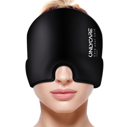 ONLYCARE Migraine Mask, Upgraded Migraine Cooling Mask, Sleep Mask, Cooling Cap, Cooling Hood, 360° Gel Surround Cooling Pads for Relieving Migraines, Headaches, Stress
