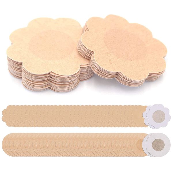 Brozigo 80PCS Nipple Cover 80PCS Pasties Nipple Covers for Woman 40 Pairs Self-adhesive Breast Petals for Summer Dress Beige