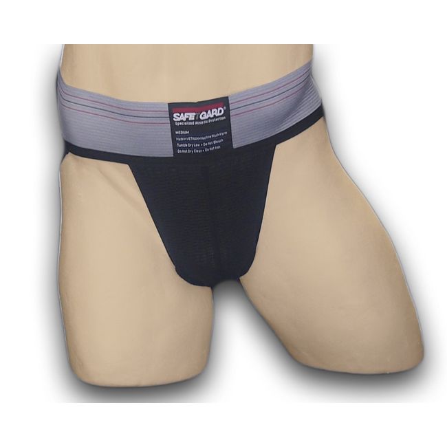 SafeTGard Adult Athletic Supporter Without Pocket (Black/Gray, Medium)