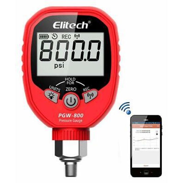 Elitech PGW-800 Wireless Digital Pressure Gauge 800psi Refrigeration HVAC Record
