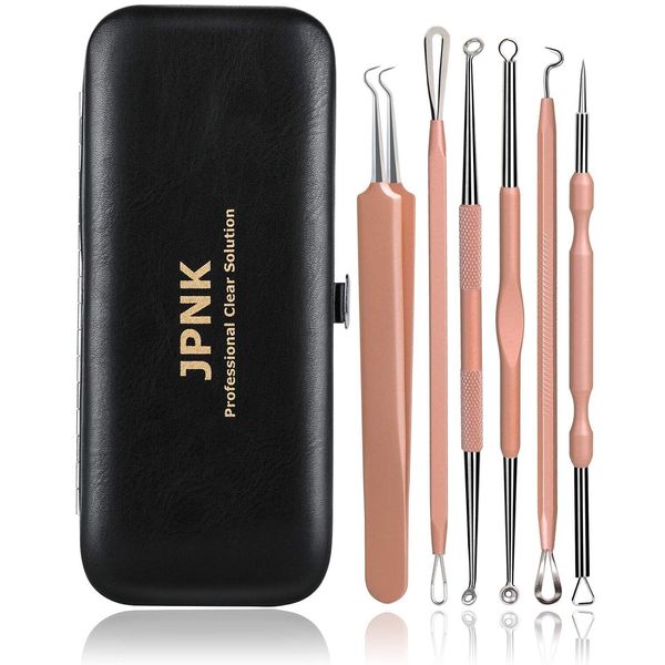 JPNK NEW Pink Blackhead Remover Tool Set With Leather Bag