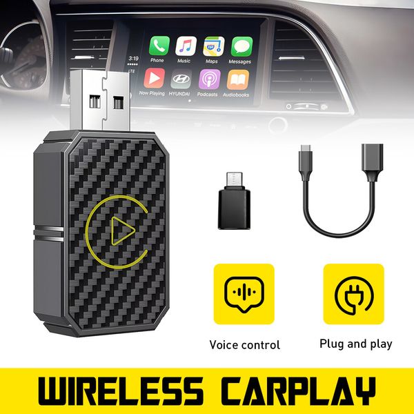 Mini Wireless CarPlay Adapter for Apple Plug Play Low Latency Converts Wired EPU