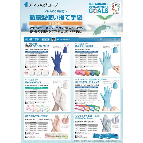 Amano Gloves, Patent Pending, Food Sanitation Law Compliant, Size S, Stretch Nitrile Gloves, 100 Pieces per Box, Perfect Fit, Made in Japan, Proven Trusted, For Hygienic, Nitrile Gloves, Disposable Rubber Gloves, Thin, For Left and Right Use, Blue, Powder