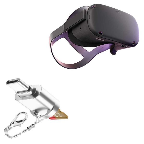 BoxWave Adapter Compatible with Oculus Quest - Micro SD Card miniReader, USB Type-C OTG Reader USB3.0 Adapter Keychain - Metallic Silver
