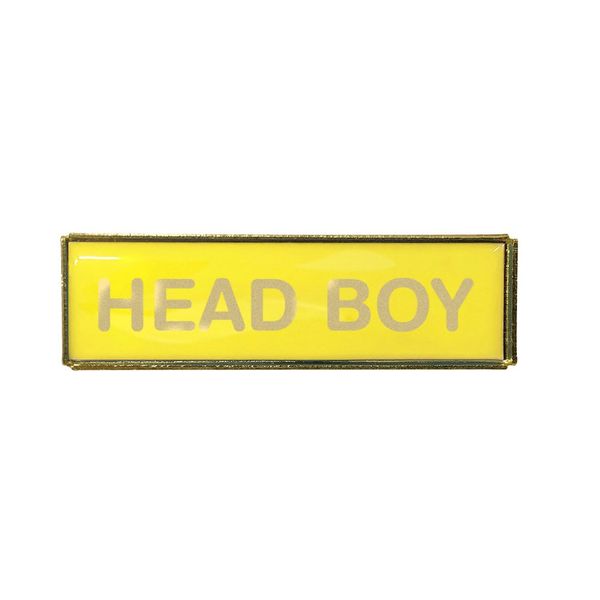 Head Boy Pack of Ten Rectangle School Badges (Yellow)