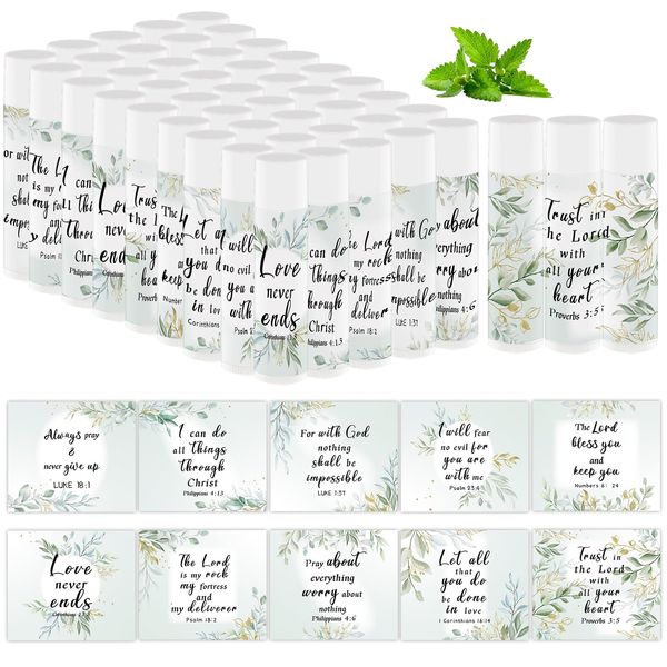 50 Pcs Lip Balm Bulk Christian Gift for Women Favors Faith Religious Bible Verse Lip Balm Inspirational Gift Employee Appreciation Gifts for Women Men Staff Coworkers Teacher