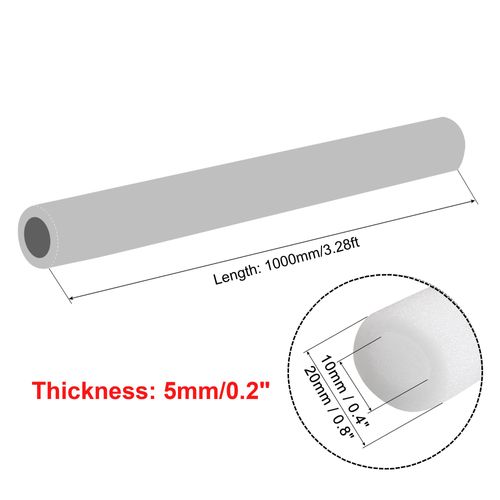 sourcing map Foam Tube Sponge Protective Sleeve Heat Preservation 1000mm/3.28ft Length 10mm(0.4 Inch) ID for Pipe Insulation, Pack of 4