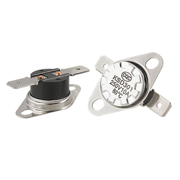 sourcing map KSD301 250V 10A 176F 80C NC Thermostat Temperature Control Switch 5pcs