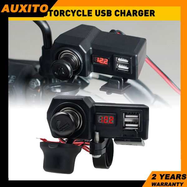 Waterproof Phone USB Motorcycle Power Charger Voltmeter Cigarette Lighter Socket