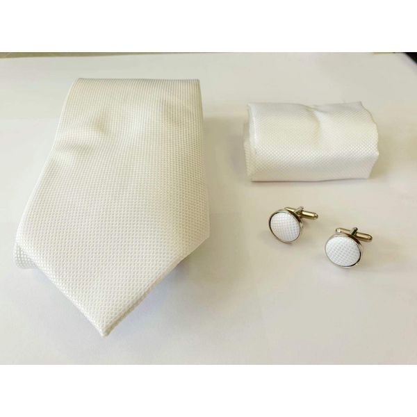 Mens 3 Piece Set Straight Tie [White]