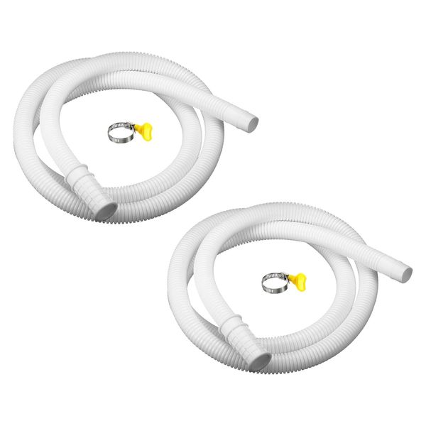 sourcing map Universal Air Conditioner Drain Hose 16mm ID 4.9ft with Clamp for AC Units Washing Machine, White Pack of 2