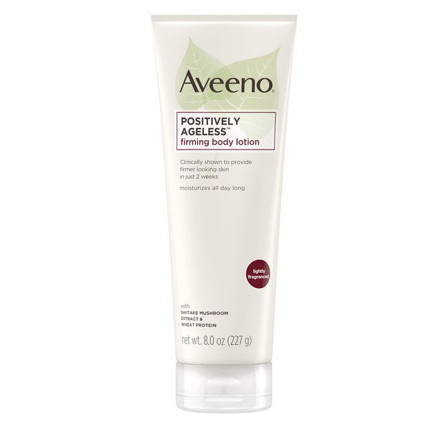 Aveeno Positively Ageless Anti-Aging Firming Body Lotion with Shiitake Mushroom complex & Wheat Protein, Lightweight & Non-Greasy Daily Lotion to Improve Skin Elasticity & Texture, 8 oz (2 Pack)