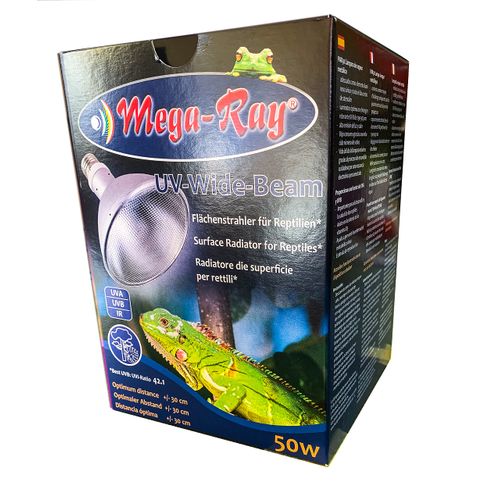 Mega-Ray - Metal Halide Light for E27 Socket UV HID Lighting for All Desert Terrariums and Tropical Terrariums (50 W - 90° Beam Angle (Ballast Required))