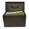 Foolscap Metal File Storage Box - Includes 5 Suspension Files, Plastic Tabs & Inserts GDPR Compliant (Black)