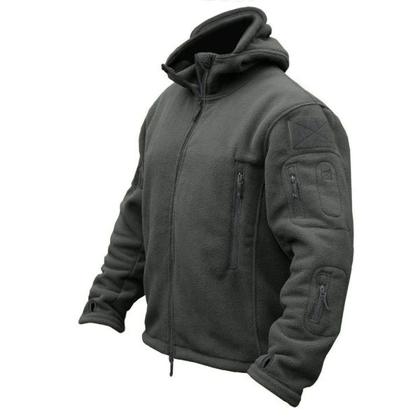 CRYSULLY Men's Autumn Winter Military Tactical Jackets Camping Sailing Field Fleece Jacket Snow Coat Gray