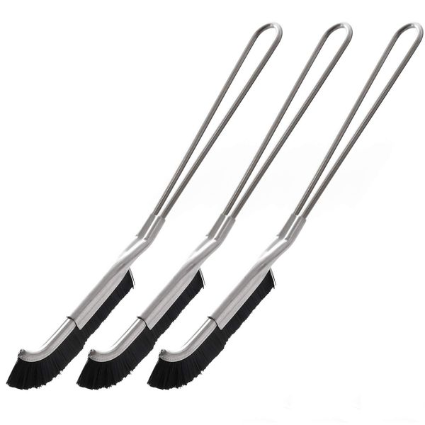 TAISEI J Type Brush (Genuine Product, Made in Japan), Cleaning Brush Designed by a Pioneer in the Brush Industry, Handle: Stainless Steel, Brush: Nylon 66 (Black, 3 Pieces)