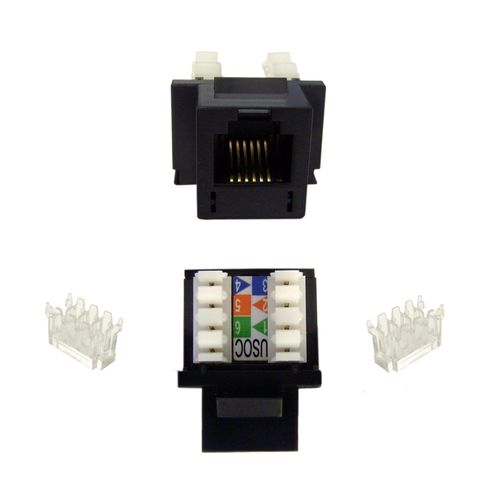 RJ12 Keystone Insert, Black, Phone/Data Jack, RJ11 / RJ12 Female to 110 Type Punch Down, RJ11/RJ12 Keystone Phone Jack, CableWholesale