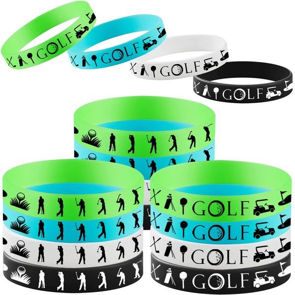 48PCS Golf Rubber Bracelets Silicone Wristbands Party Supplies -Sport Themed Birthday Baby Shower Party Decorations Party Favors