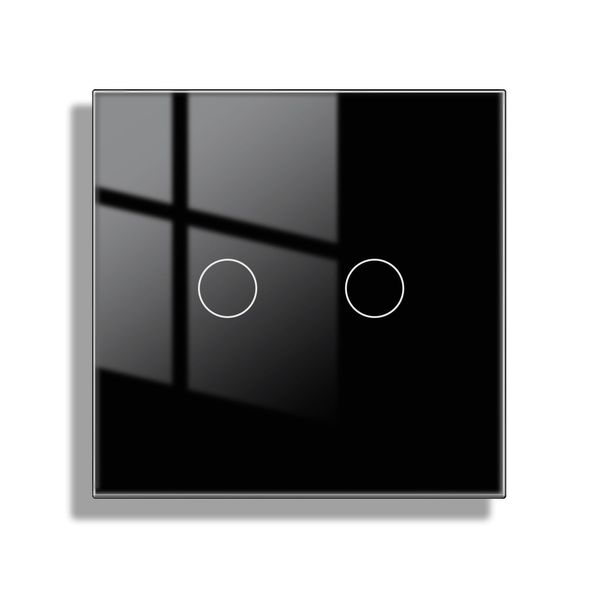 JIMEIDA Touch Light Switch, Black, Flush-Mounted, Double 2-Way, Glass Panel and Status LED Wall Switch, 600 W